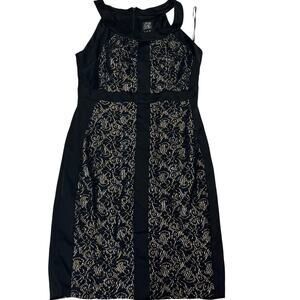 JAX Midi Black and Silver Sheath Dress size 8